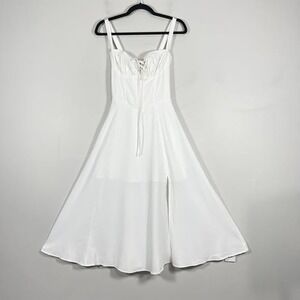 Glnege Summer Corset Midi Milkmaid Sundress Wms XS White A Line Boho Cottagecore